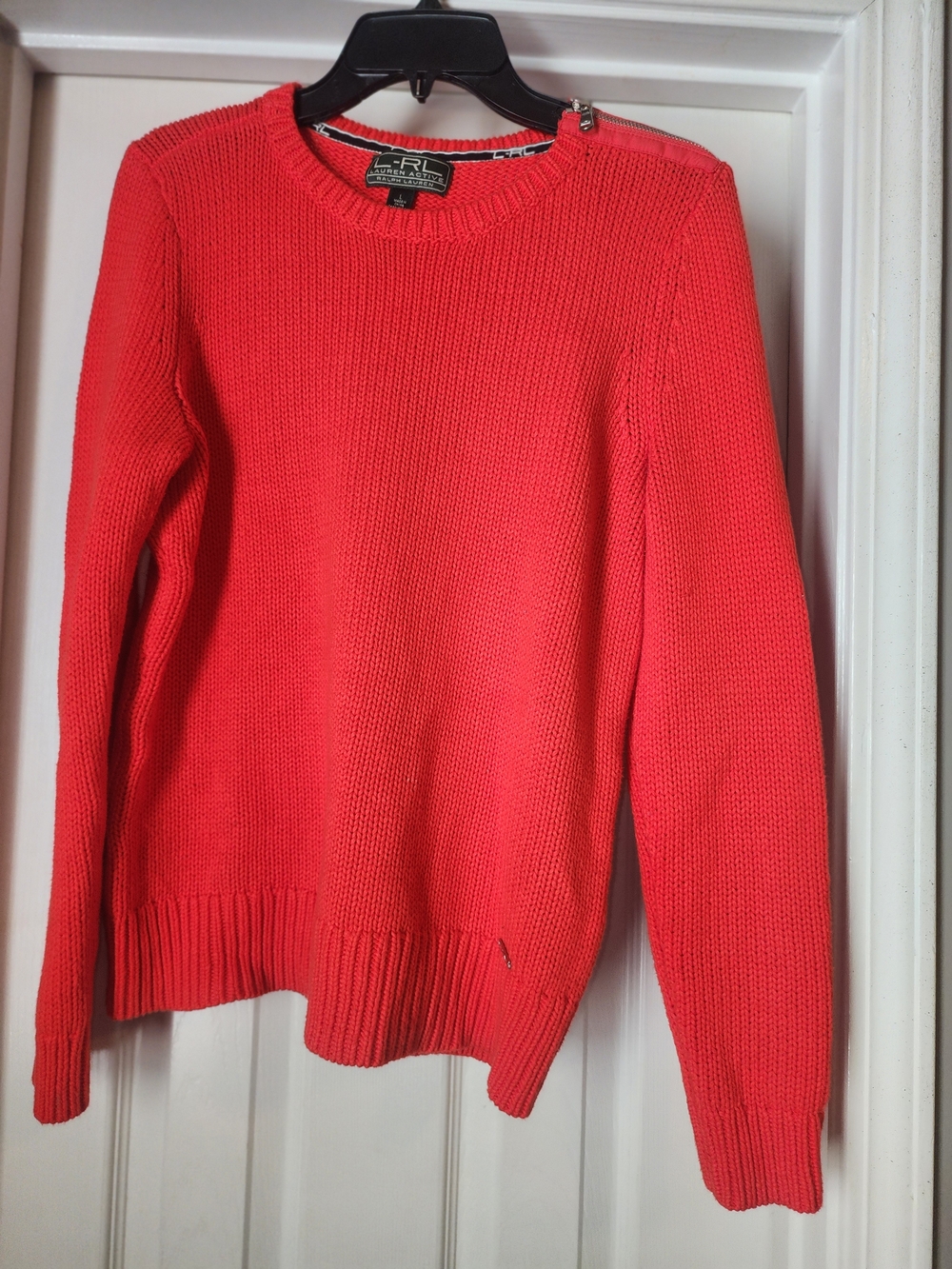 Ralph Lauren Coral-Red Knit Crewneck Sweater